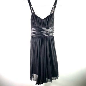 Trixxi Black Sheer Chiffon Satin Waist Mini Dress